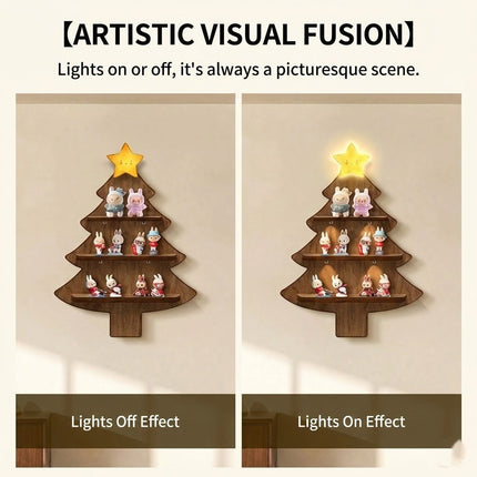 Cozy Christmas Wooden Tree Shelf