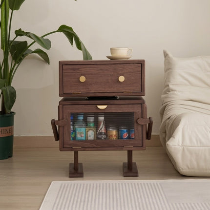Nordic Walnut Robot Bedside Cabinet