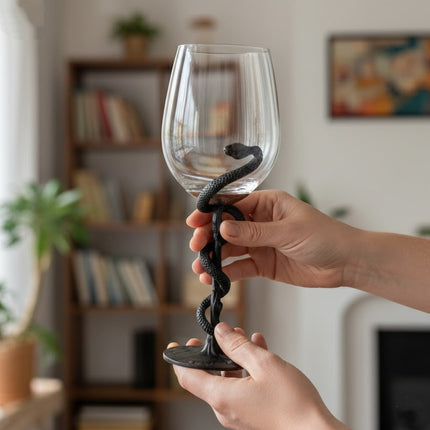 Black Snake Sculpted Wine Glass