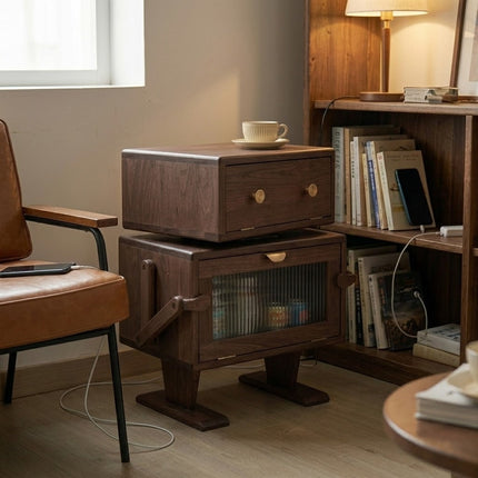 Nordic Walnut Robot Bedside Cabinet