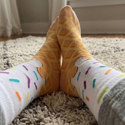 Ice Cream Waffle Pattern Socks