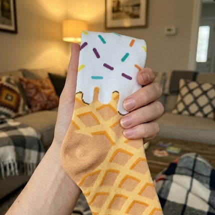 Ice Cream Waffle Pattern Socks