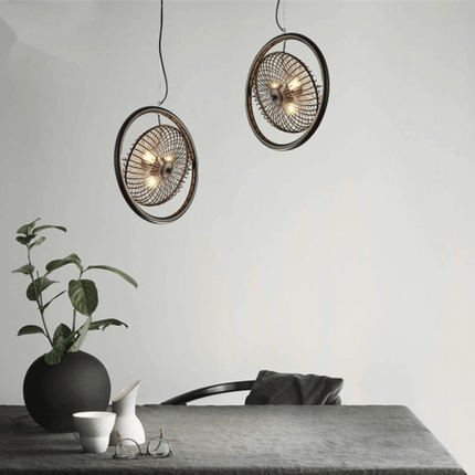 Vintage Iron Retro Fan Ceiling Droplight Chandelier Lamp