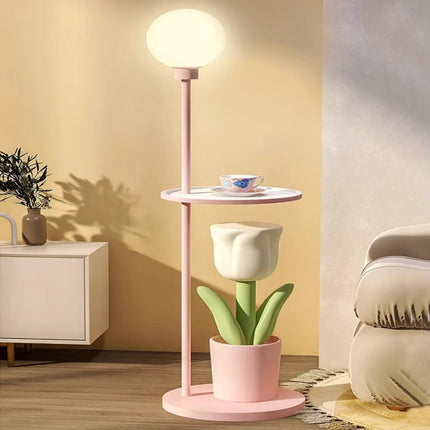 Tulip Blossom Flower Integrated Nightstand Floor Lamp