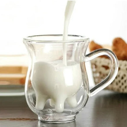 Cow Double Layer Glass Mug