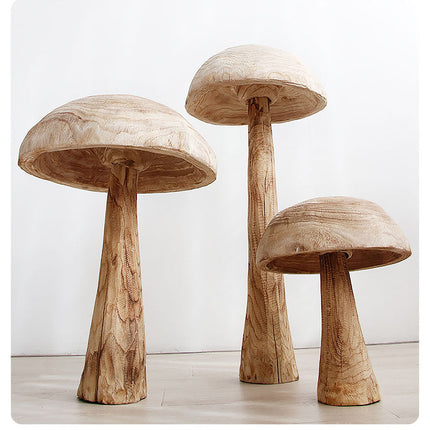 Mushroom Solid Wood Sculpture Home Decor