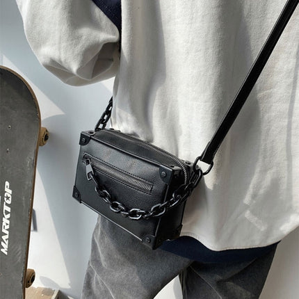 Unisex Crossbody Chain Leather Messenger Bag
