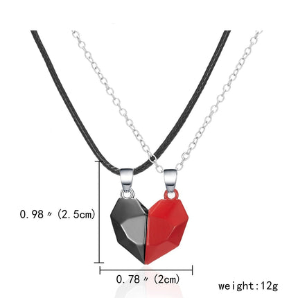 Magnetic Abstract Heart Couple's Necklace
