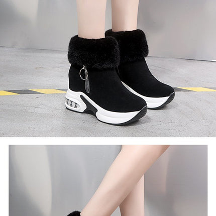 Fur Zipper Wedges Winter Boots