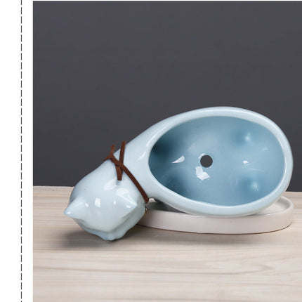 Rising Cat Ceramic Flower Pot
