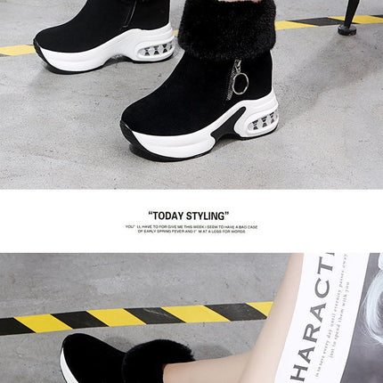 Fur Zipper Wedges Winter Boots