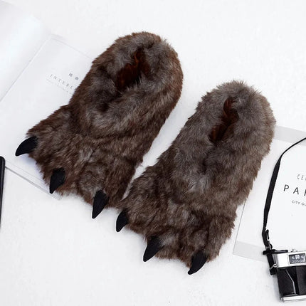 Furry Monster Claw Slippers