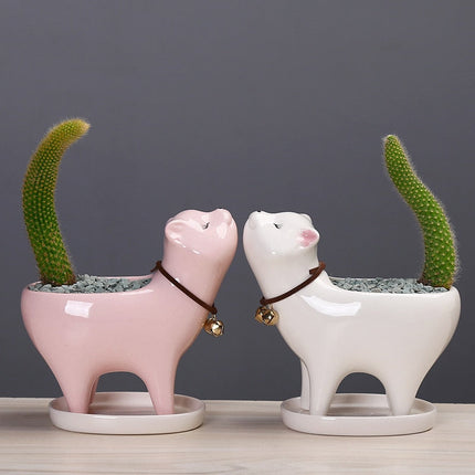 Rising Cat Ceramic Flower Pot