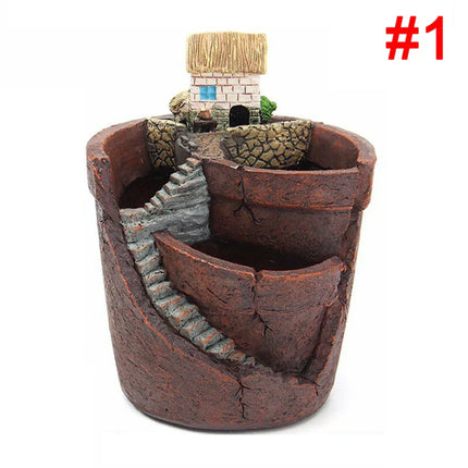 Mini Cottage Succulent Landscape Planter Pot