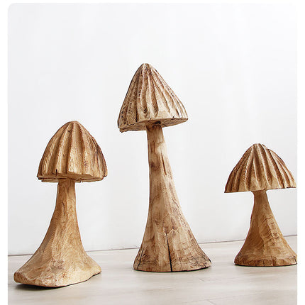 Mushroom Solid Wood Sculpture Home Decor