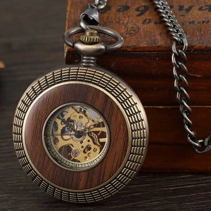 Retro Europe Rhythm Wood Pocket Watch