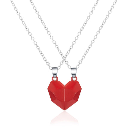 Magnetic Abstract Heart Couple's Necklace