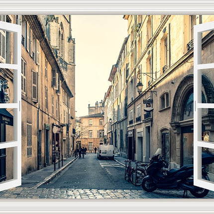 3D Street Scene Self-Adhesive European Wallpaper