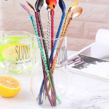 Reusable Long Handle Spoon Straw