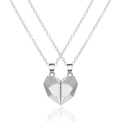 Magnetic Abstract Heart Couple's Necklace