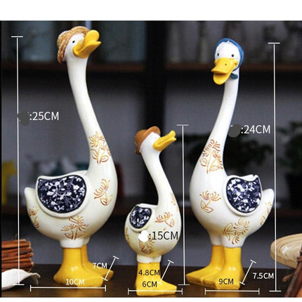 3Pcs Resin American Style Duck Table Decor