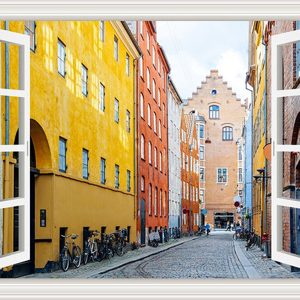 3D Street Scene Self-Adhesive European Wallpaper