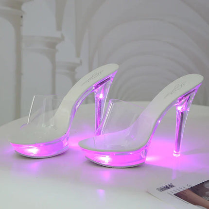 Light-Up Clear Transparent High Platform Heels