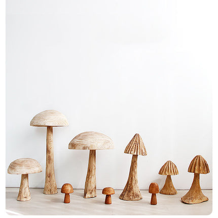 Mushroom Solid Wood Sculpture Home Decor
