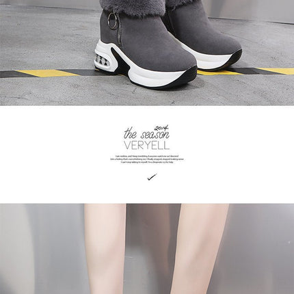 Fur Zipper Wedges Winter Boots