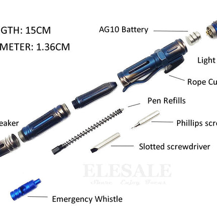 7in1 MultiFunctional Camping Pen Tool
