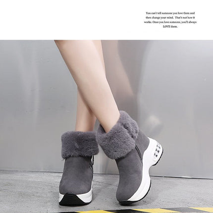 Fur Zipper Wedges Winter Boots