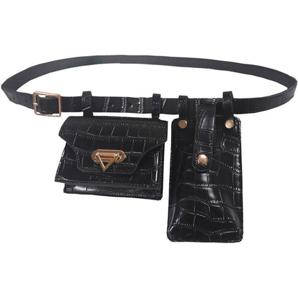 Multiple Pockets Leather Adjustable Strap Compact Belt Bag