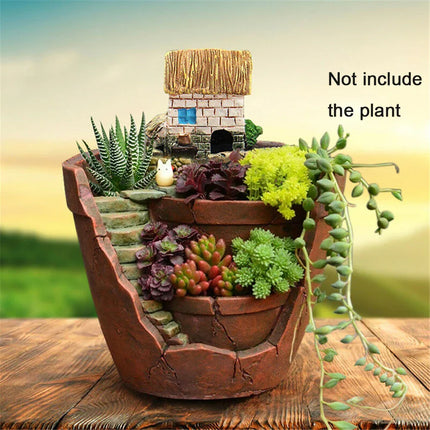 Mini Cottage Succulent Landscape Planter Pot