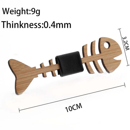 Wooden Fish Skeleton Men Bow Tie