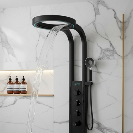 High-flow Thermostatic Digital LED Rainfall Shower Set