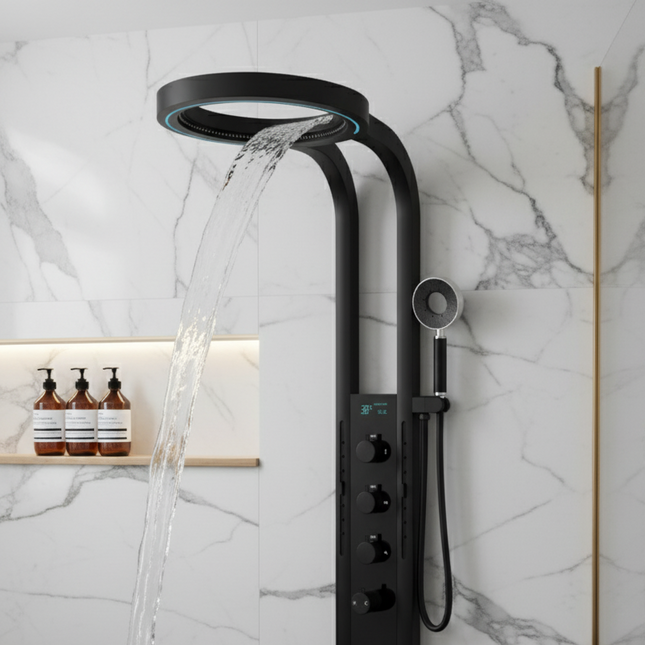 High-flow Thermostatic Digital LED Rainfall Shower Set