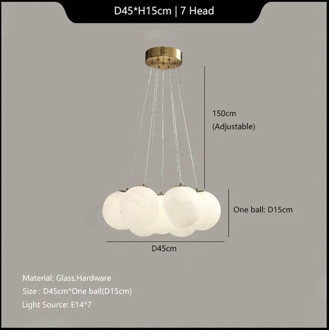 Luminous Sphere Glass French Style Chandelier Lamp