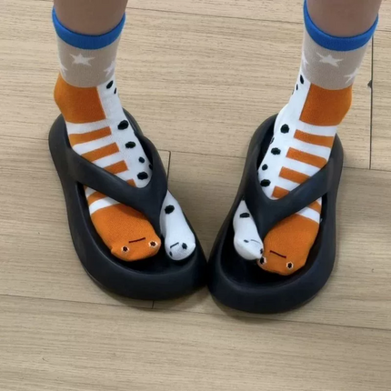Playful Eel Stripe Cozy Crew Socks