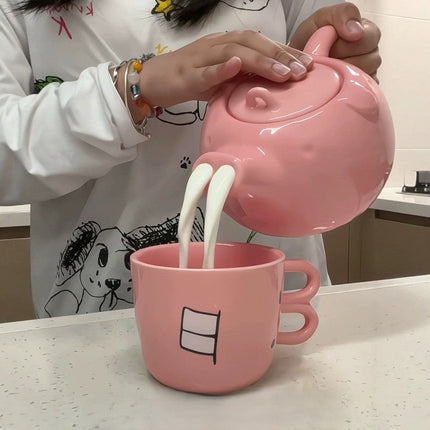 Cartoon Piggy Ceramic Tea & Coffee Set