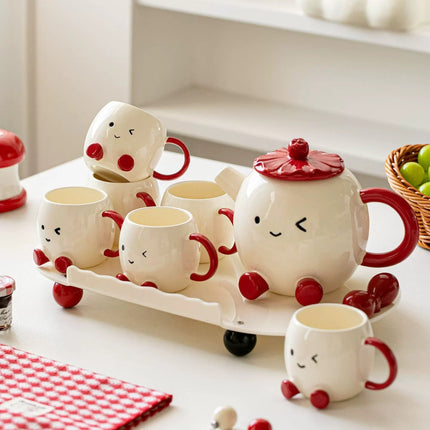Blushing Face Cute Ceramic Tea Set Gift Box