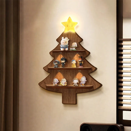 Cozy Christmas Wooden Tree Shelf