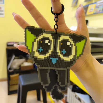 Pixel Art 3D Building Block Keychain