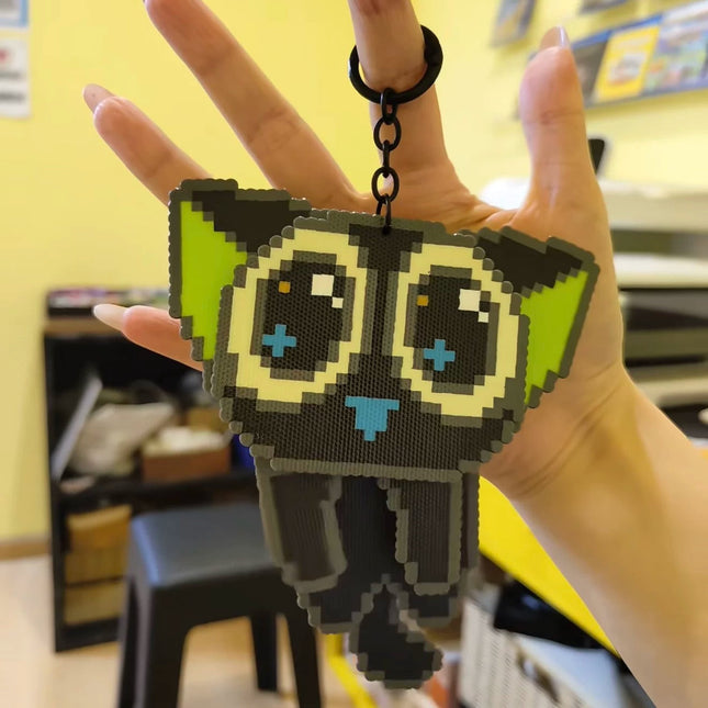 Pixel Art 3D Building Block Keychain