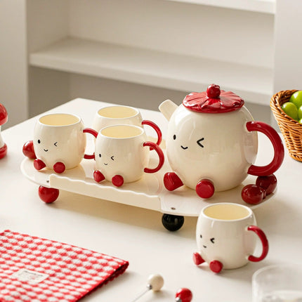 Blushing Face Cute Ceramic Tea Set Gift Box