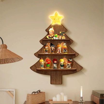Cozy Christmas Wooden Tree Shelf