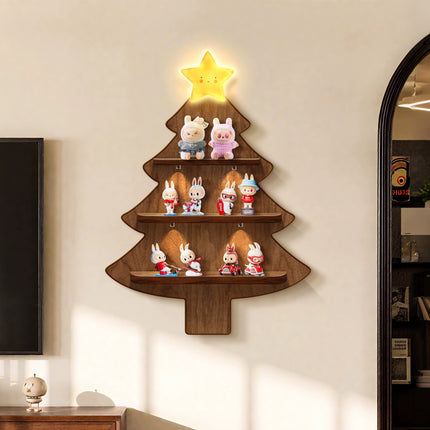 Cozy Christmas Wooden Tree Shelf