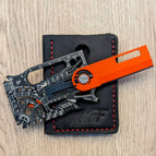Black Cerakote steel / Knife & Comb Orange KIT / BROWN Cardholder