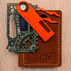 Camo Cerakote steel / Knife & Comb Orange KIT / BROWN Cardholder