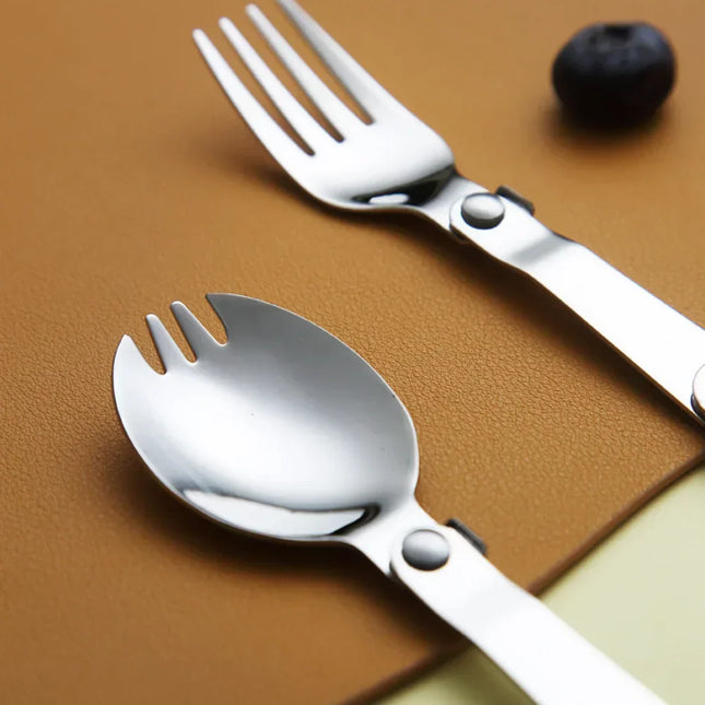 Foldable Stainless Steel Travel Spoon Fork Set
