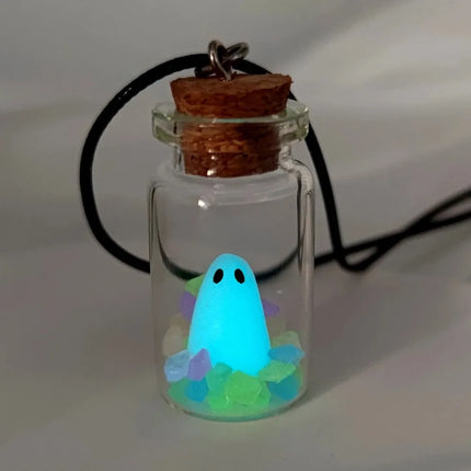 Glowing Captured Spooky Ghost Bottle Necklace